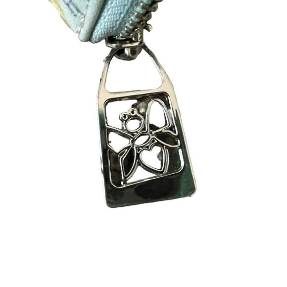 Think Bee Japanese World Map Globe Long Wallet Zip Up Coated Canvas Light Blue - Picture 7 of 16